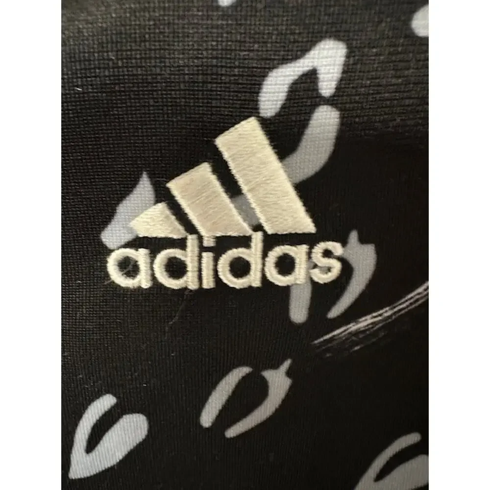 Adidas Track Jacket Black Blue Pink Floral Full Zip Front Girls Sz M 10/12